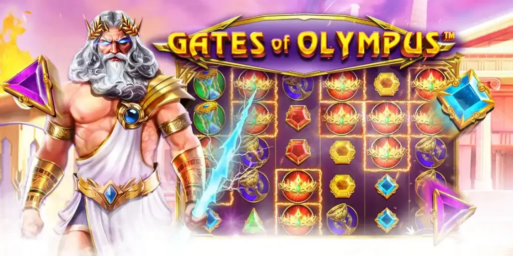 Gates of Olympus Basisspiel mit Zeus neben den Walzen