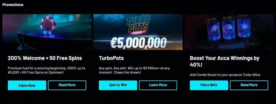 Turbo Wins Casino bonuses and weekly cashback offers